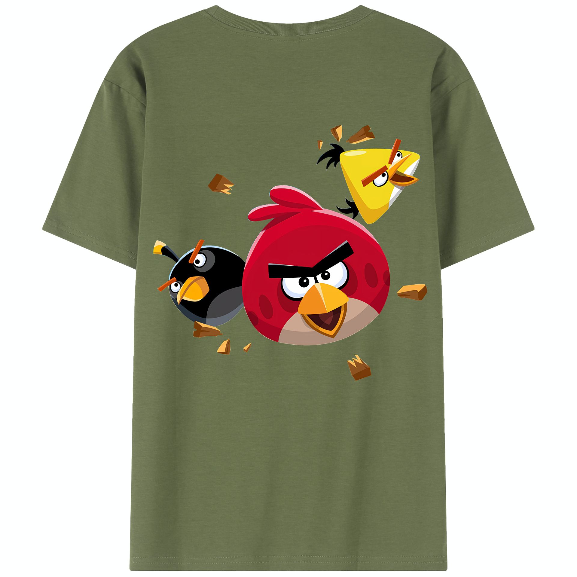（画像用） Angry Birds アングリーバード 綿100％半袖Tシャツ（背面プリント）